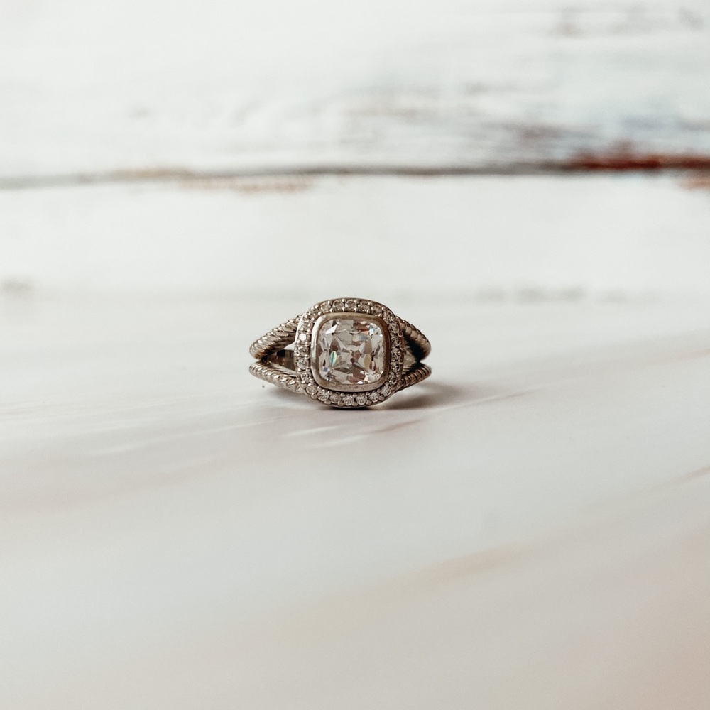 CZ Square Cut Pavé Ring
